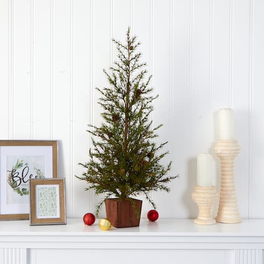 3ft. Unlit Alpine with Pinecones Artificial Potted Christmas Tree